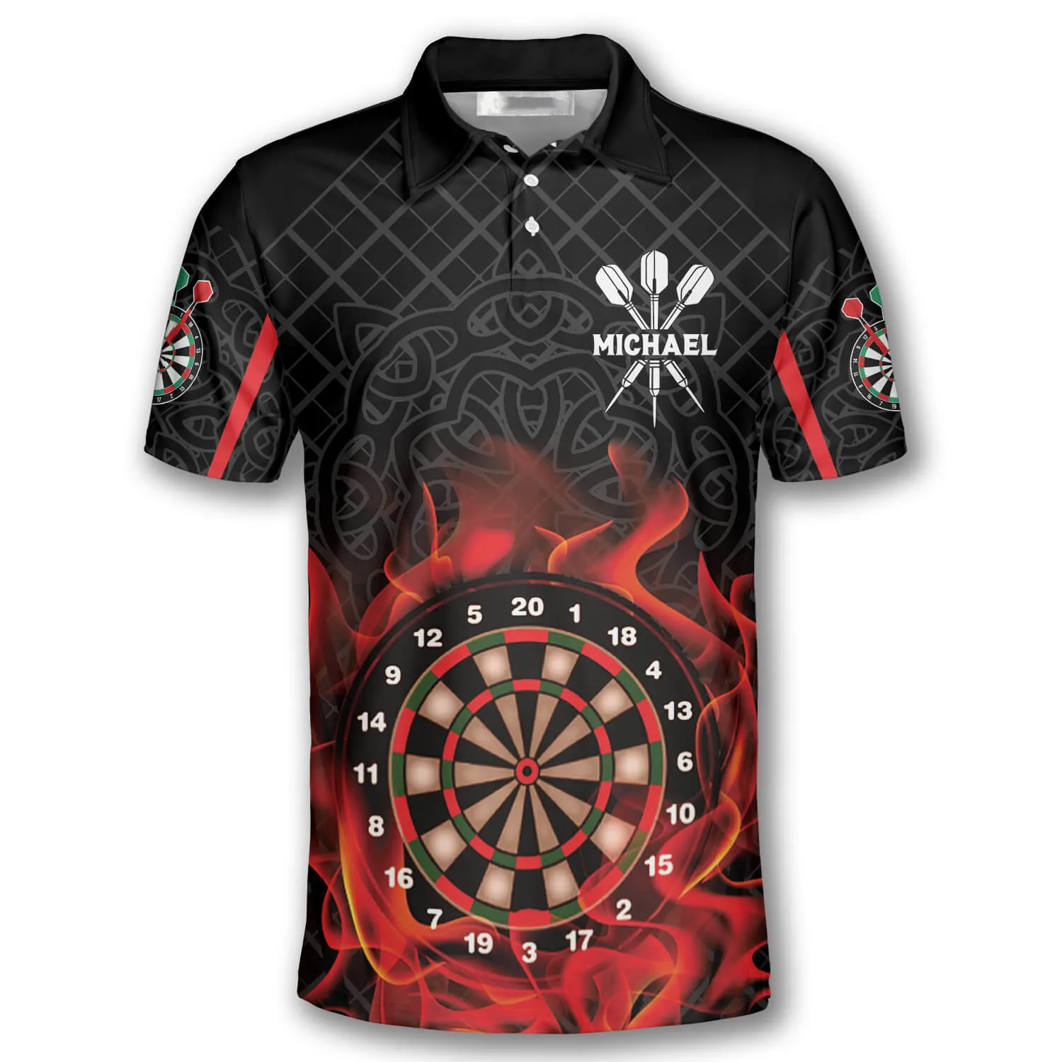 3D All Over Print Addict Celtic Pattern Custom Darts Polo Shirts for Men