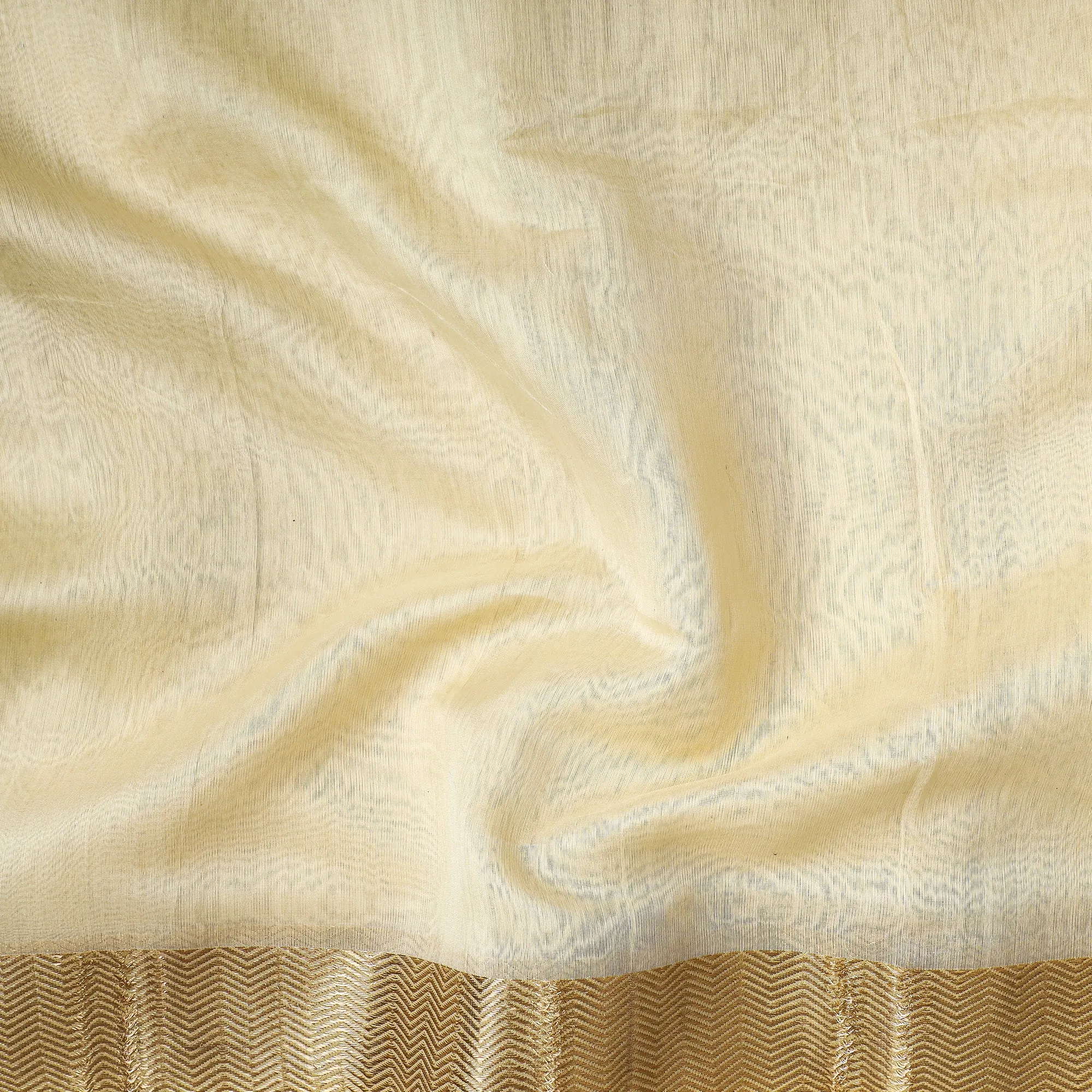 Beige - Traditional Chanderi Silk Handloom Precut Fabric (2.25 meter)