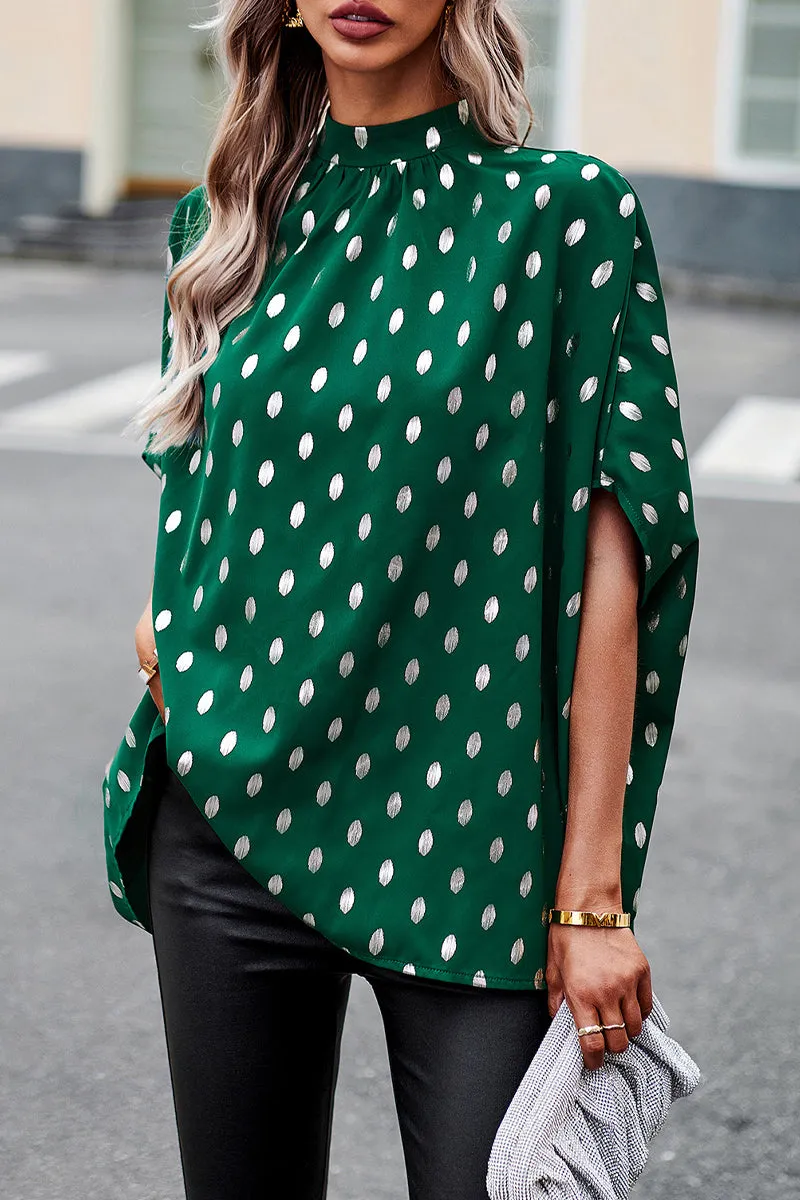 British Style Elegant Polka Dot Bandage Mandarin Collar Blouses(5 Colors)