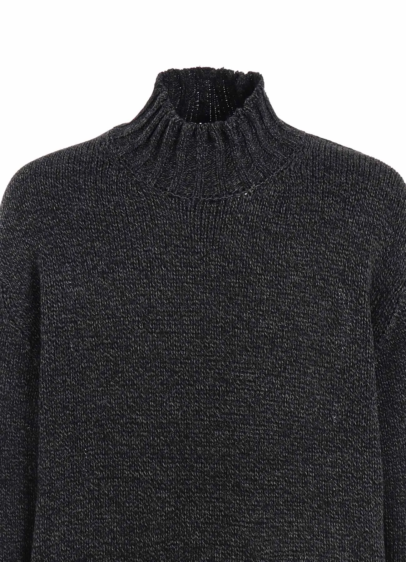 BULKY WOOL BIG POCKET HIGH NECK KNIT