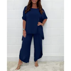 Carina Set - Sommerschickes Zweiteiliges Set für Frauen (Oversized Top   Ankle Pants)