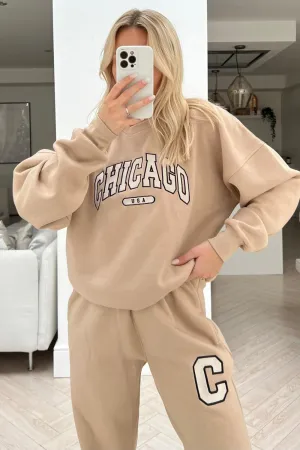 Chicago stone embroidered sweater loungewear set