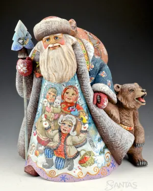 Christmas Joy and a Happy Bear Russian Santa