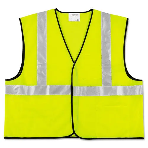 Class 2 Safety Vest, Polyester, 2x-large, Fluorescent Lime With Silver Stripe