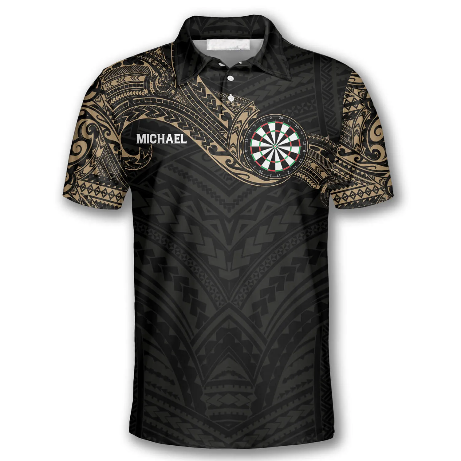 Classy Dark Tribal Tattoo Custom Darts Shirts for Men, Dart Team Uniform