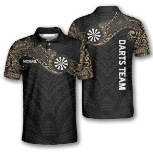 Classy Dark Tribal Tattoo Custom Darts Shirts for Men, Dart Team Uniform