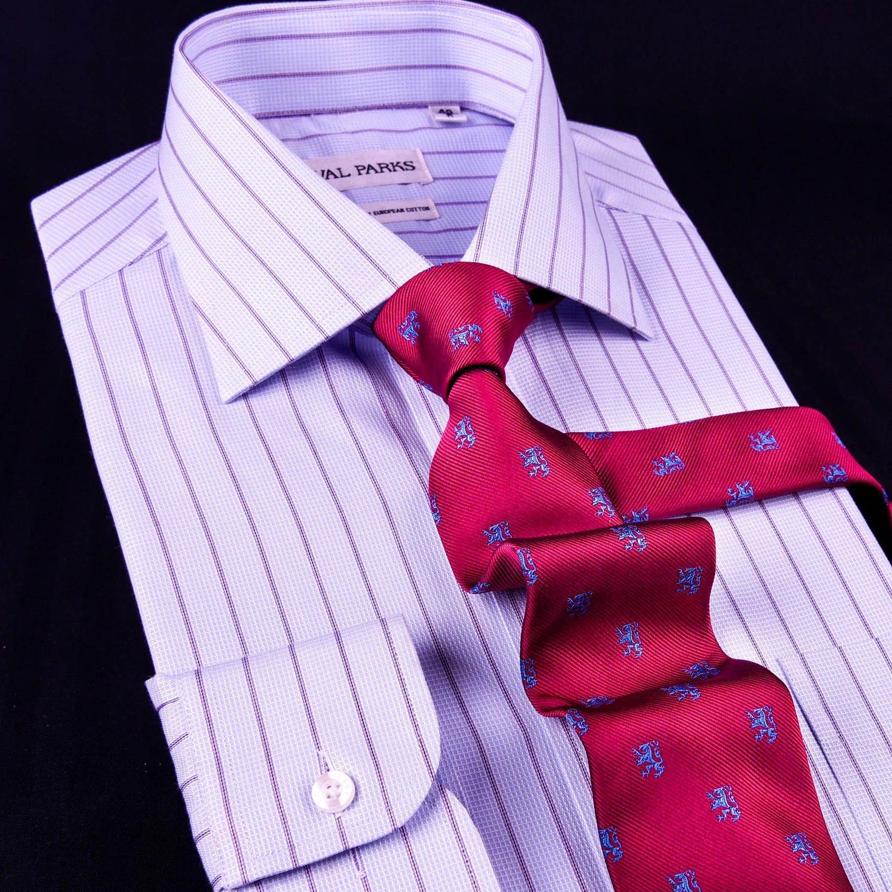 Copy of Mens Pink Plaids & Checks Formal Business Dress Shirt Lightweight Easy Iron Top in Single Button Cuffs