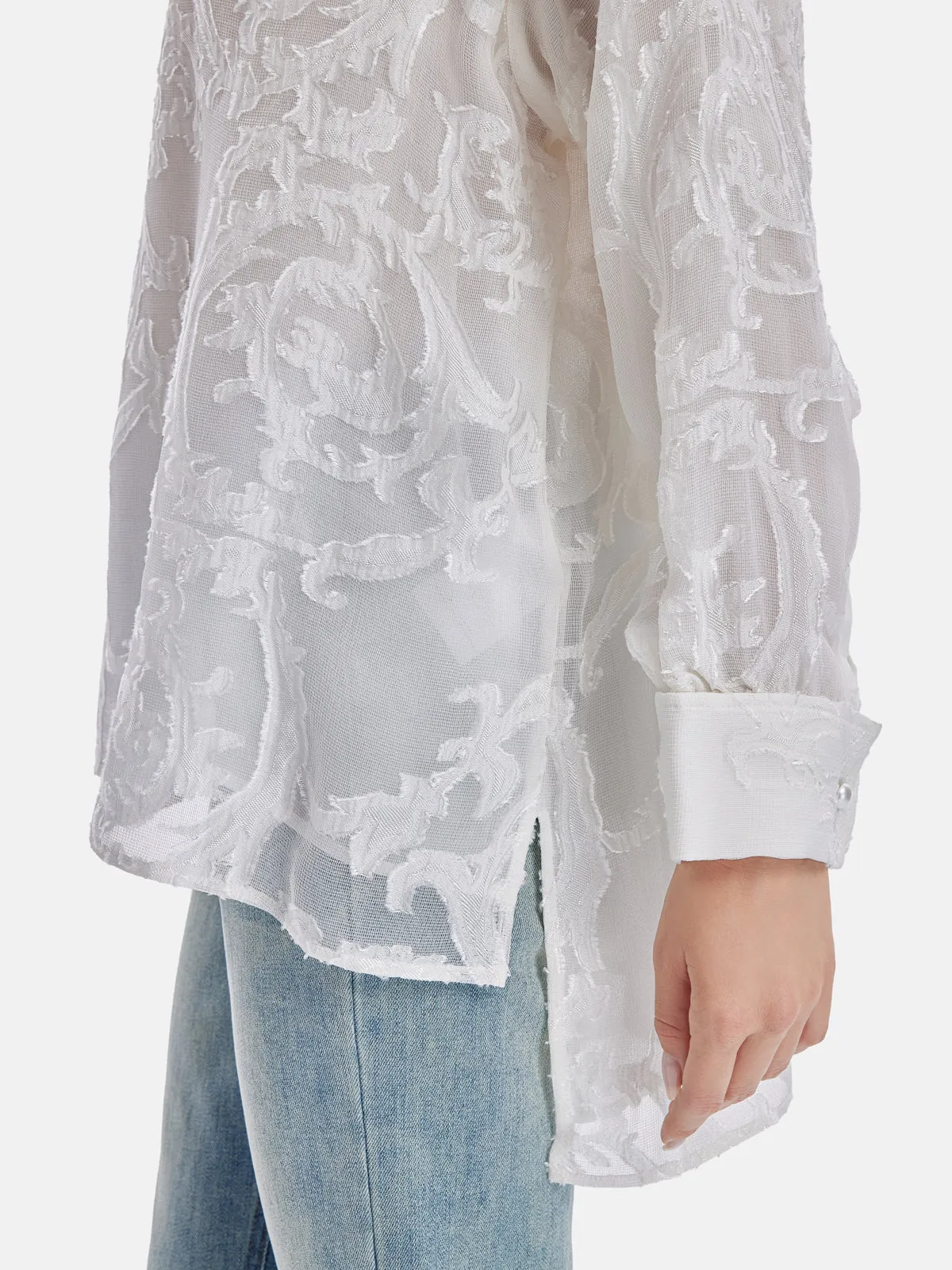 Elegant Jacquard Mulberry Silk Blouse