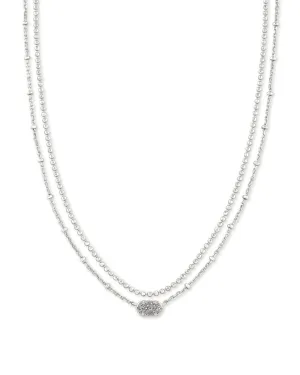 Emilie Multi Strand Necklace Rhodium - Platinum Drusy