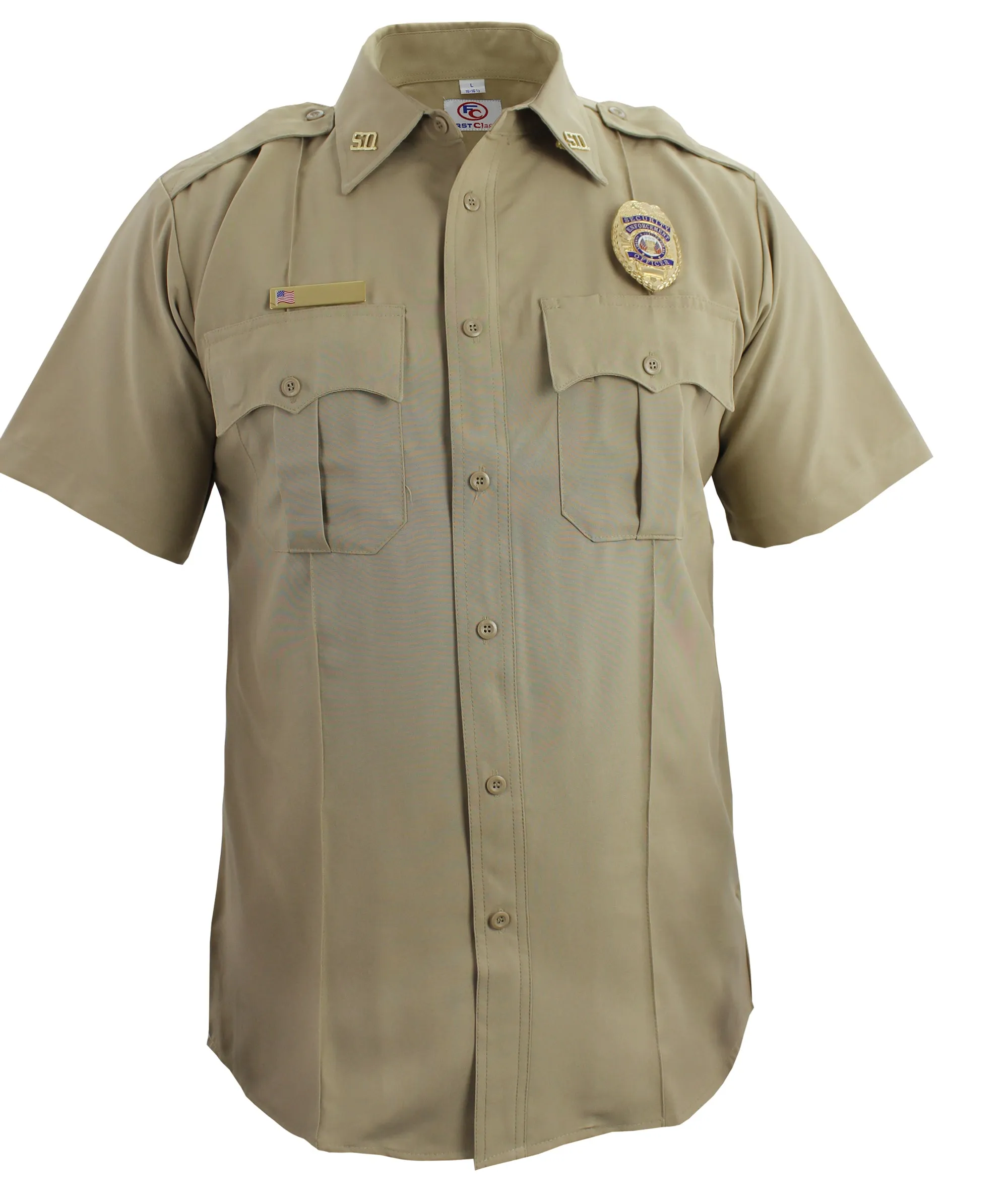 First Class 100% Polyester Short Sleeve Zippered Uniform Shirts