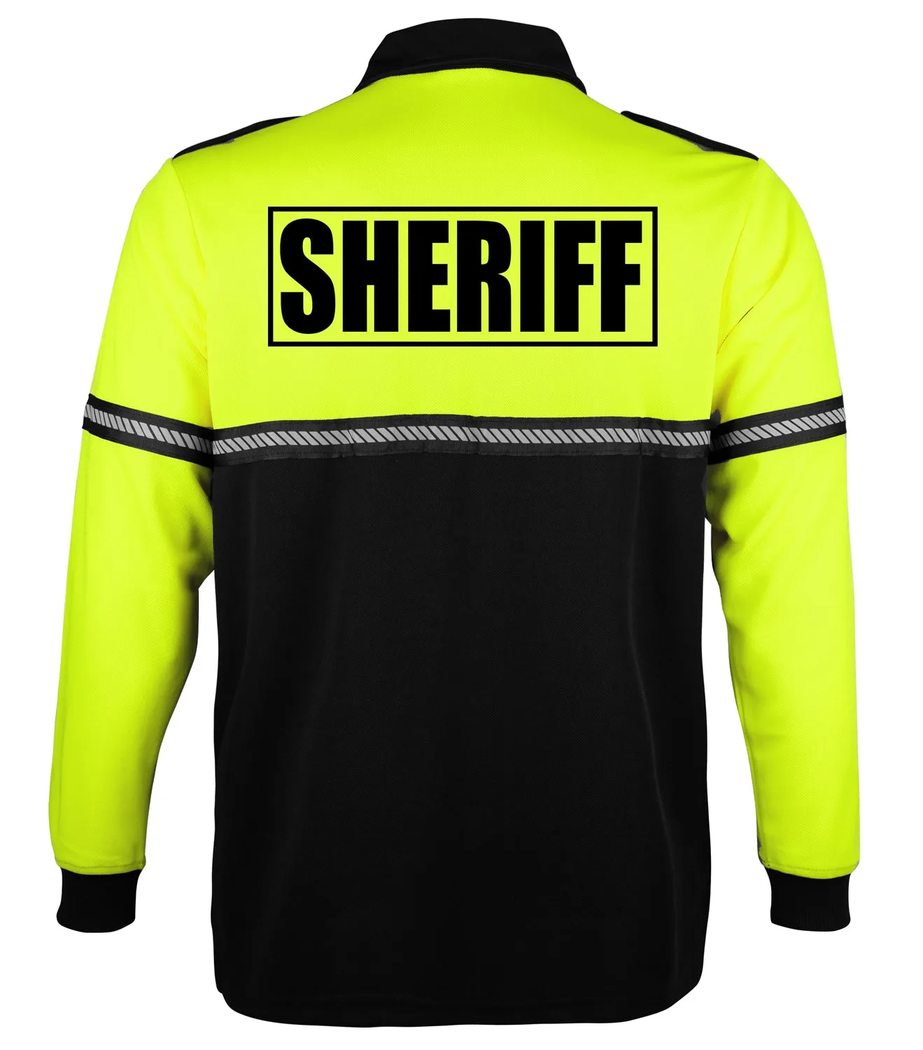 First Class Two Tone Long Sleeve Bike Patrol Shirt with Zipper Pocket and Hash Stripes with Sheriff ID