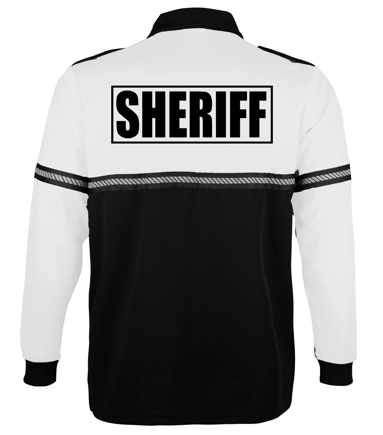 First Class Two Tone Long Sleeve Bike Patrol Shirt with Zipper Pocket and Hash Stripes with Sheriff ID