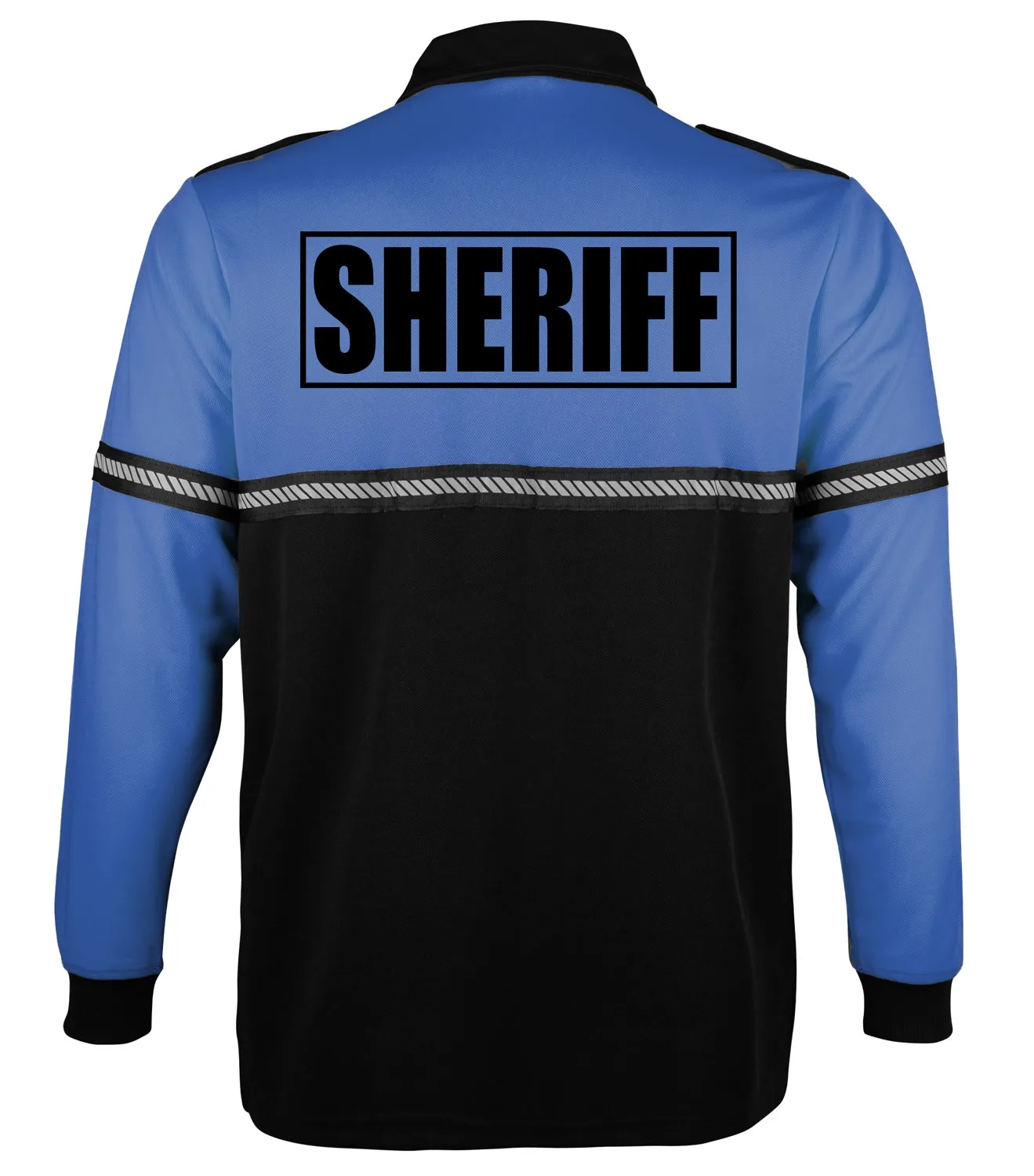 First Class Two Tone Long Sleeve Bike Patrol Shirt with Zipper Pocket and Hash Stripes with Sheriff ID