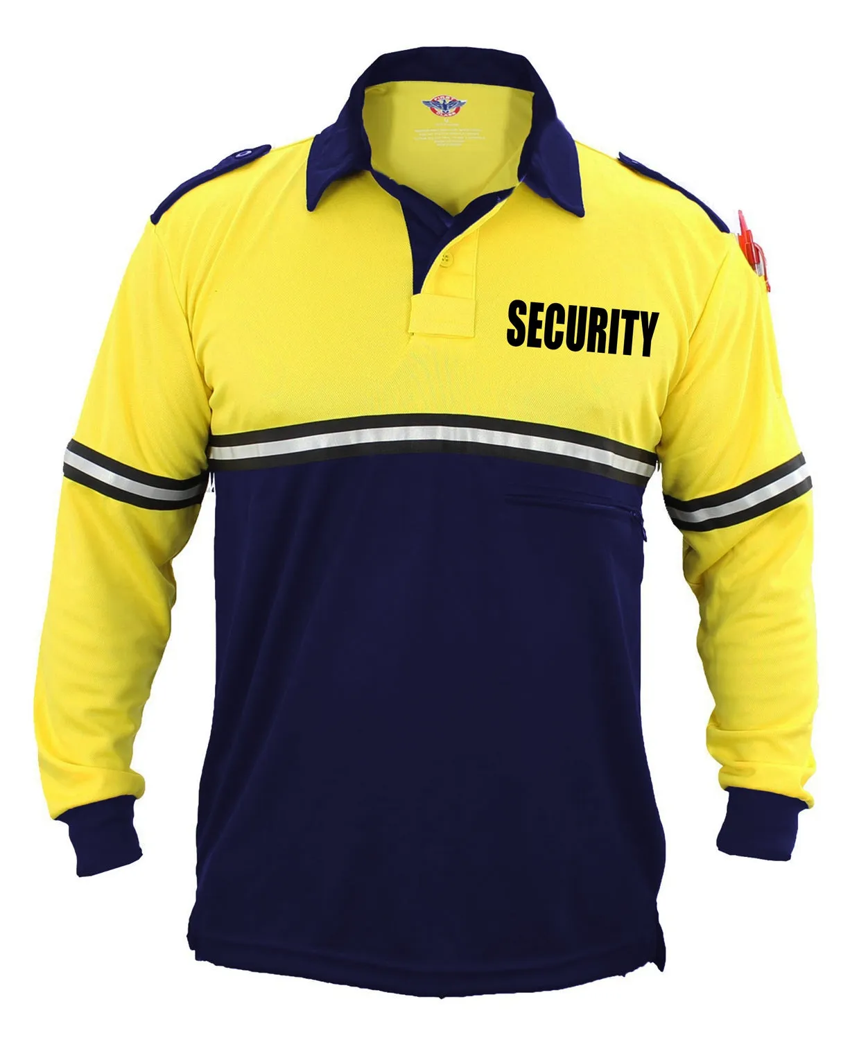 First Class Two Tone Security Long Sleeve Bike Patrol Shirt With Zipper Pocket