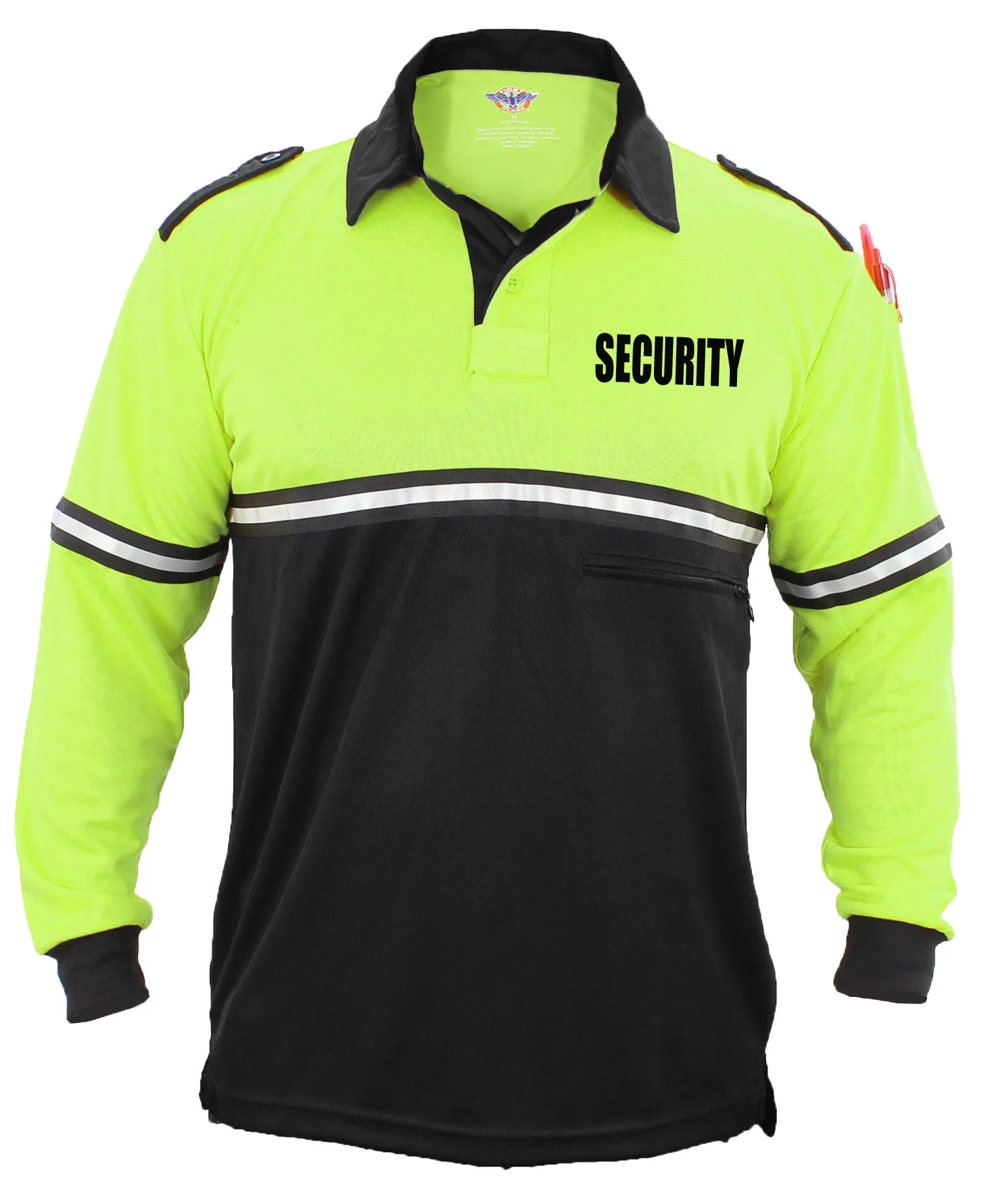 First Class Two Tone Security Long Sleeve Bike Patrol Shirt With Zipper Pocket