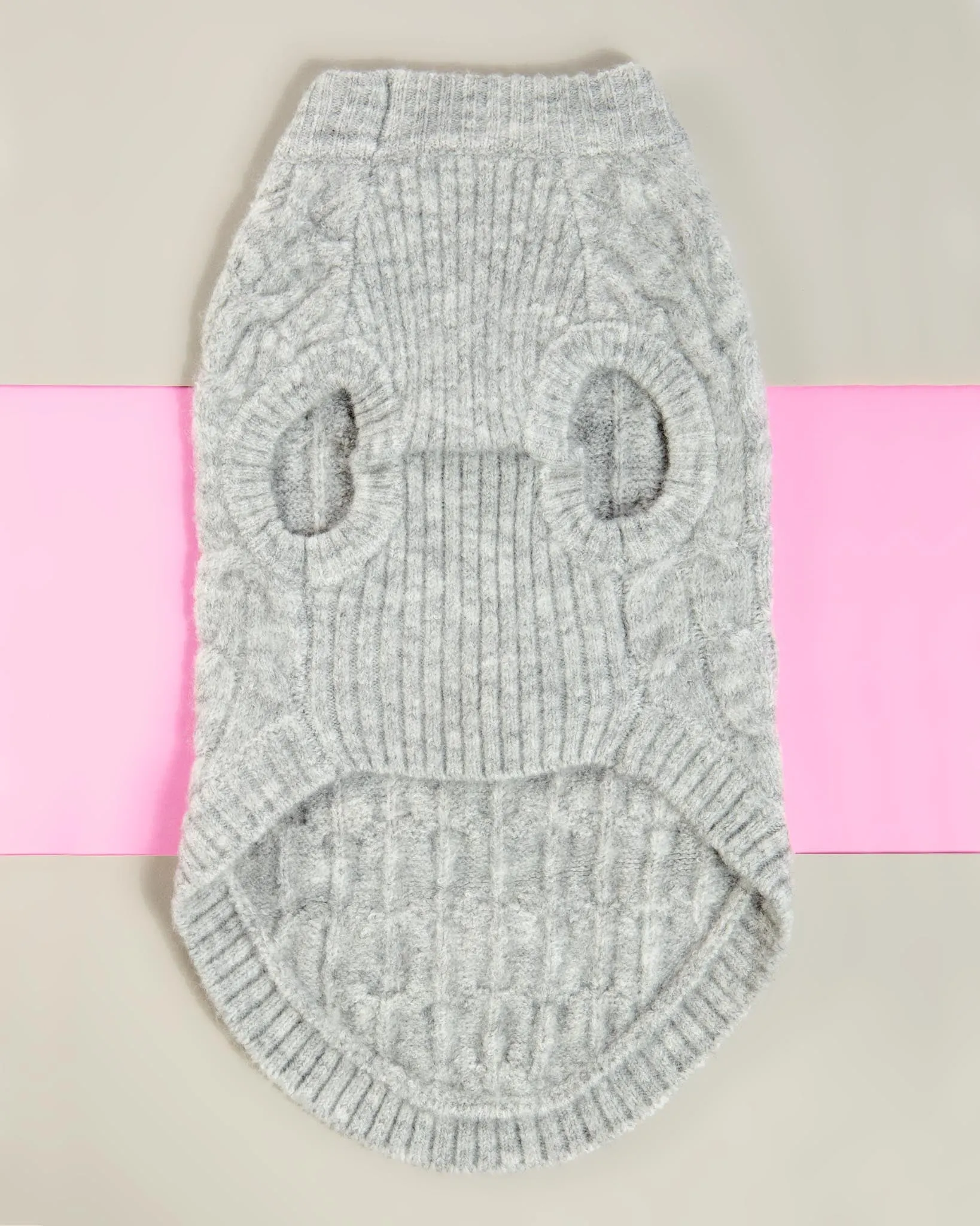 Fuzzy Knit Dog Crewneck Sweater in Heather Grey (FINAL SALE)