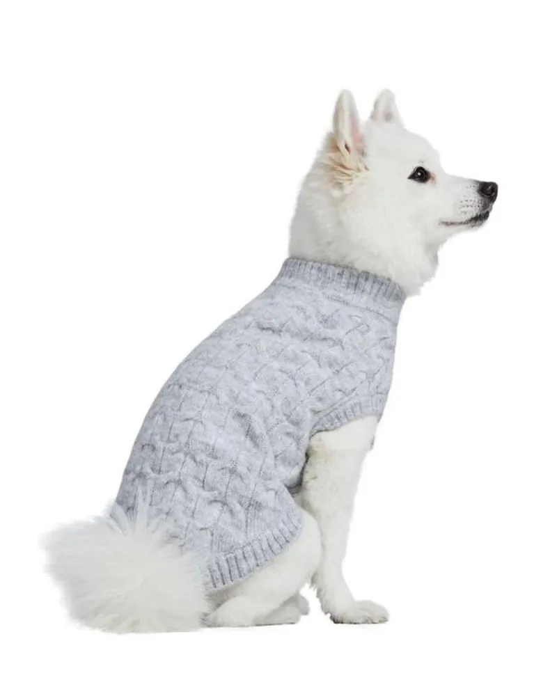 Fuzzy Knit Dog Crewneck Sweater in Heather Grey (FINAL SALE)