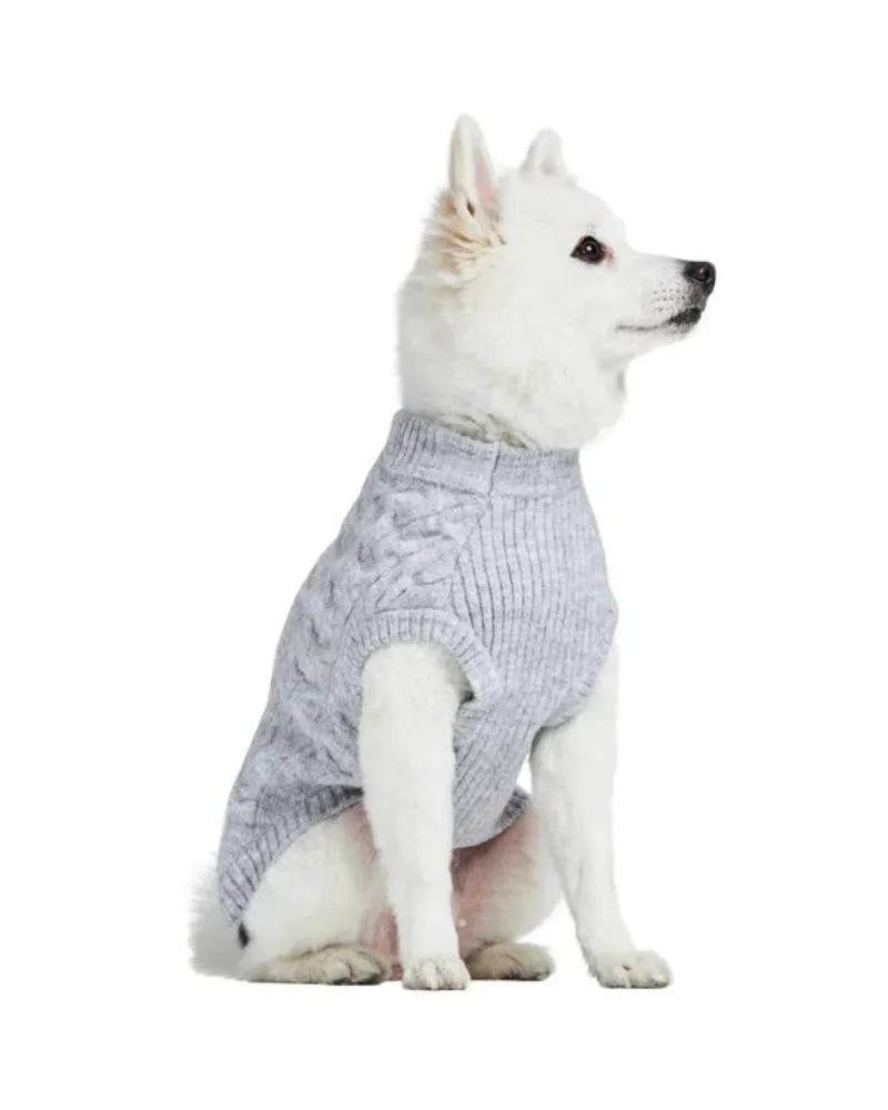 Fuzzy Knit Dog Crewneck Sweater in Heather Grey (FINAL SALE)