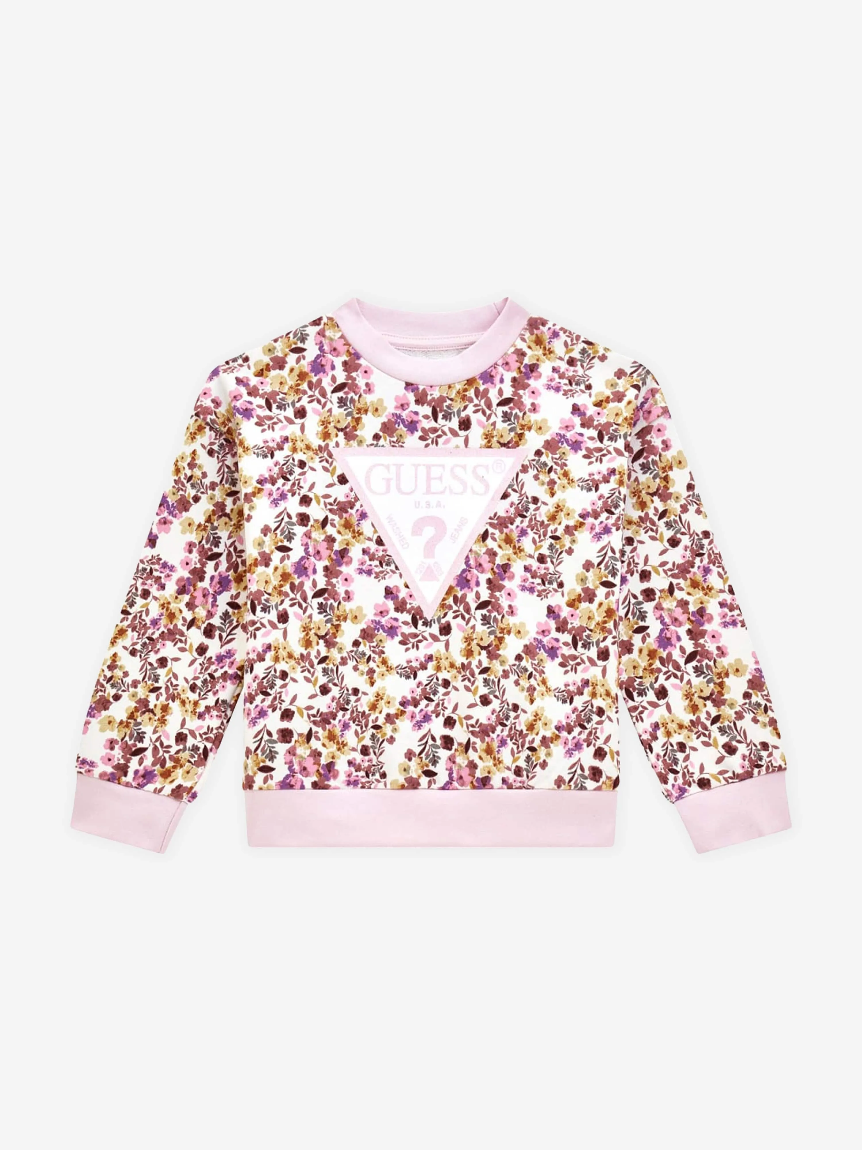 Guess Girls Floral Logo Sweatshirt in Multicolour