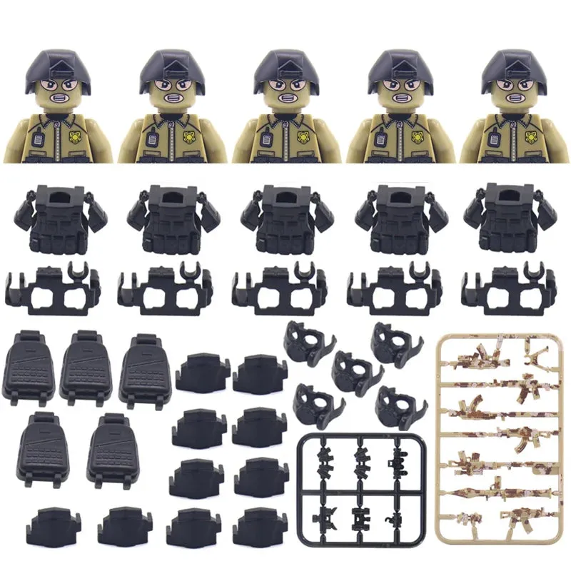 Hot Military Building Blocks Ghost Special Forces Soldiers Figure Bandits Accessories Gun Backpacks Vests Belts Weapons Kids Toy