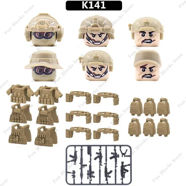 Hot Military Building Blocks Ghost Special Forces Soldiers Figure Bandits Accessories Gun Backpacks Vests Belts Weapons Kids Toy