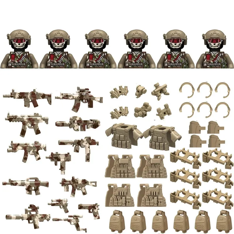 Hot Military Building Blocks Ghost Special Forces Soldiers Figure Bandits Accessories Gun Backpacks Vests Belts Weapons Kids Toy