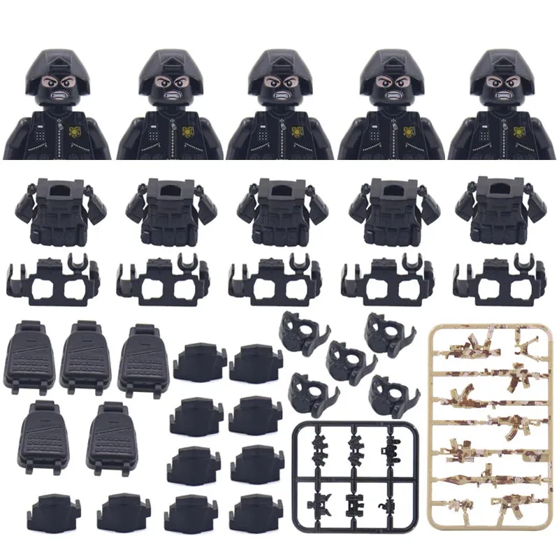 Hot Military Building Blocks Ghost Special Forces Soldiers Figure Bandits Accessories Gun Backpacks Vests Belts Weapons Kids Toy