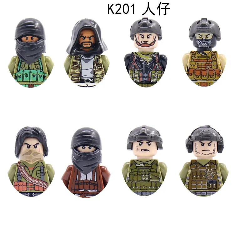 Hot Military Building Blocks Ghost Special Forces Soldiers Figure Bandits Accessories Gun Backpacks Vests Belts Weapons Kids Toy