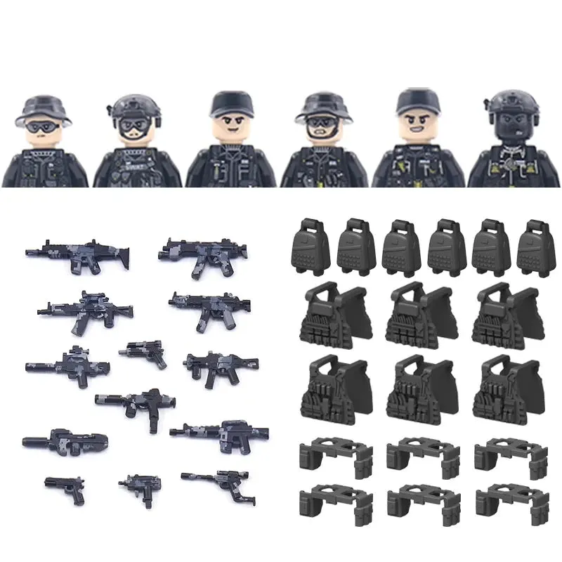 Hot Military Building Blocks Ghost Special Forces Soldiers Figure Bandits Accessories Gun Backpacks Vests Belts Weapons Kids Toy