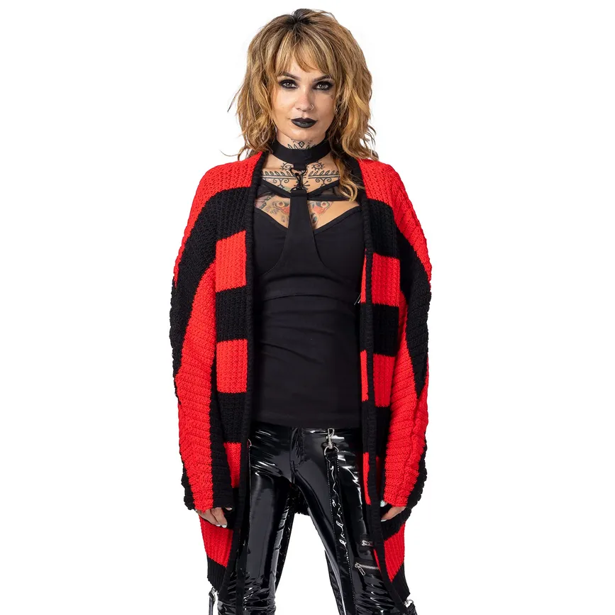 IN A DAZE CARDIGAN - BLACK/RED