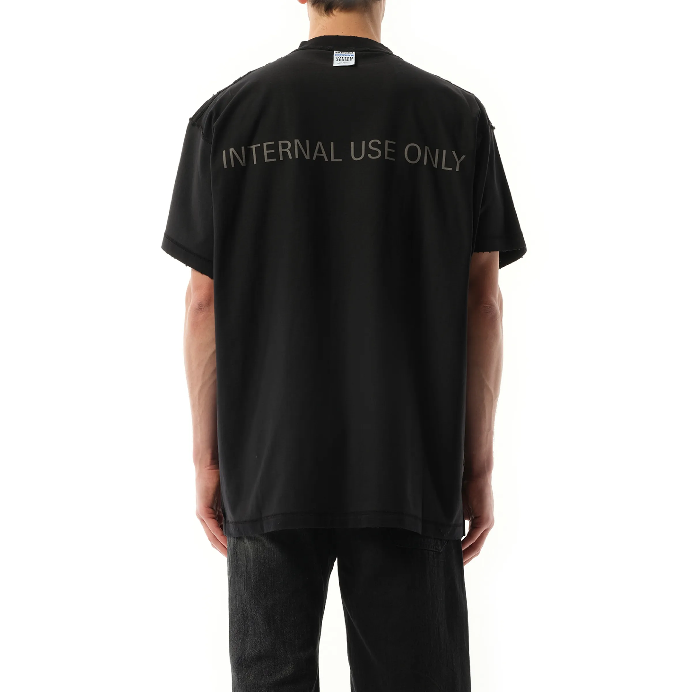 Internal Use Only Inside Out Oversized T-Shirt in Black