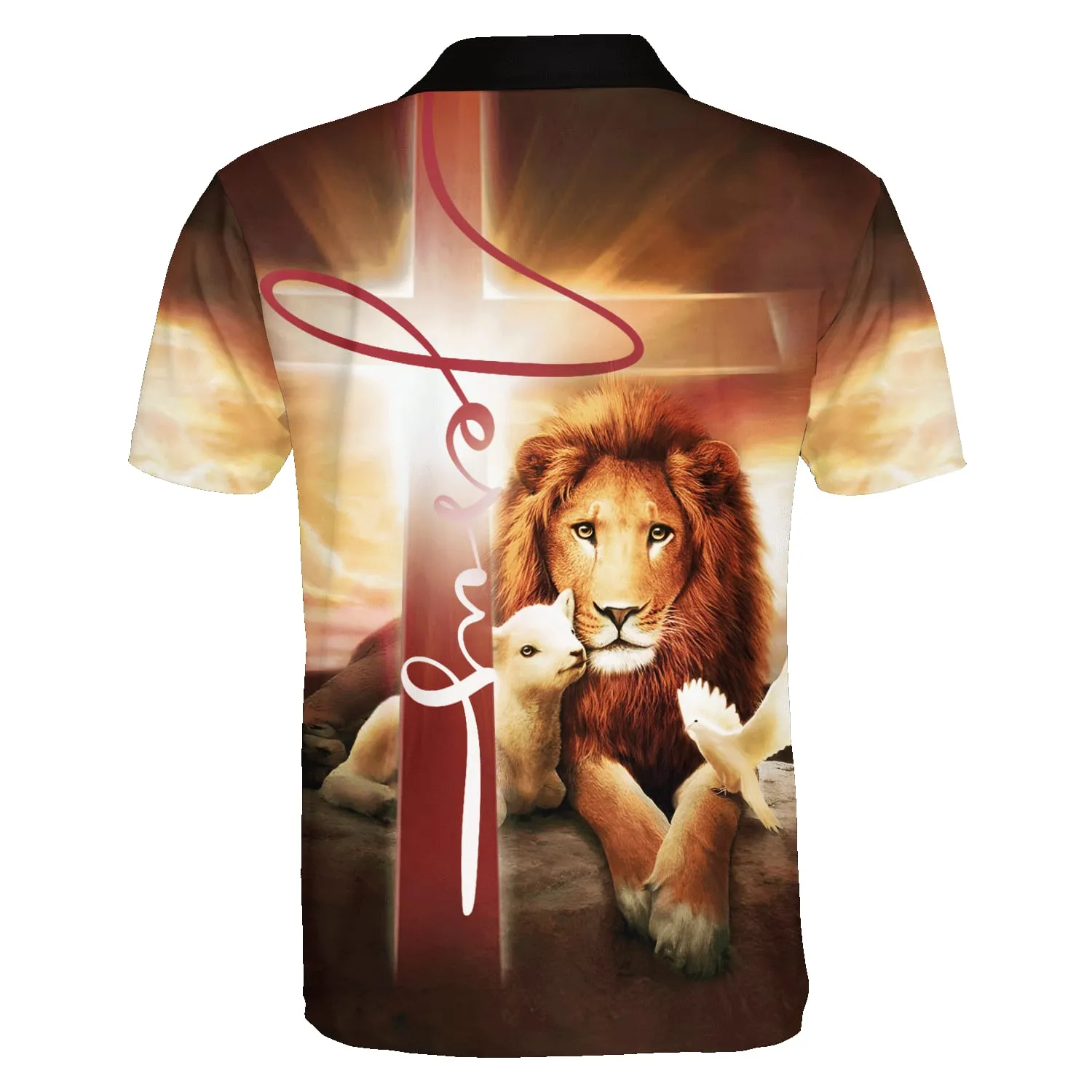 Jesus And Lion Lamb Polo Shirt - Christian Shirts & Shorts