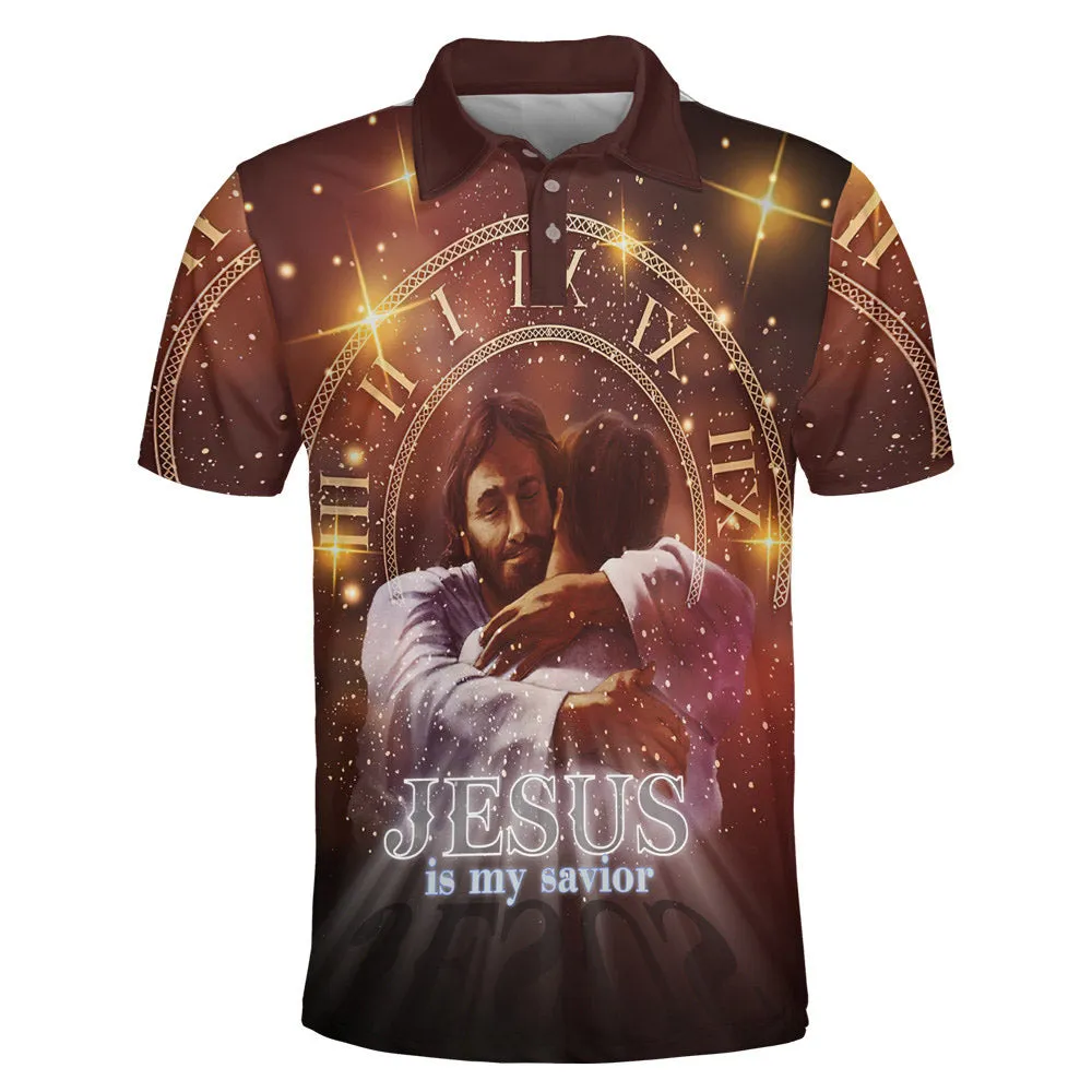 Jesus Holding Man Is My Savior Polo Shirt - Christian Shirts & Shorts