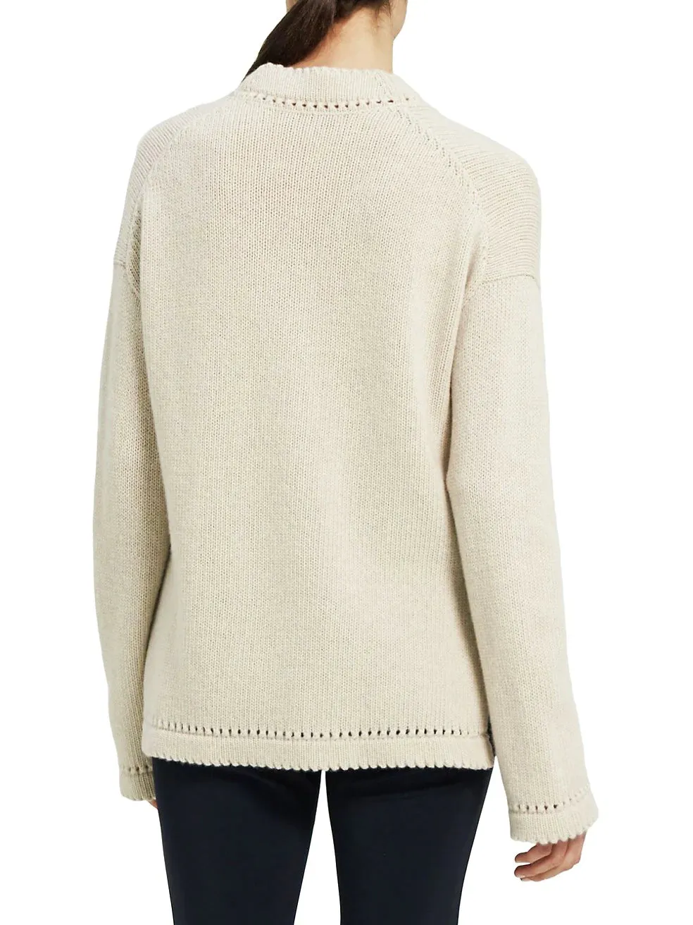 Karenia High Low Wool Cardigan - Ecru Heather