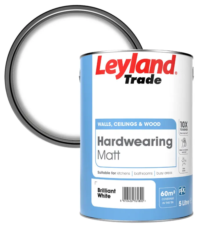 Leyland Trade Hardwearing Matt Paint - Brilliant White