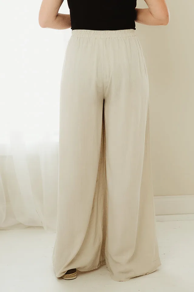 Linen Blend Wide Leg Pants