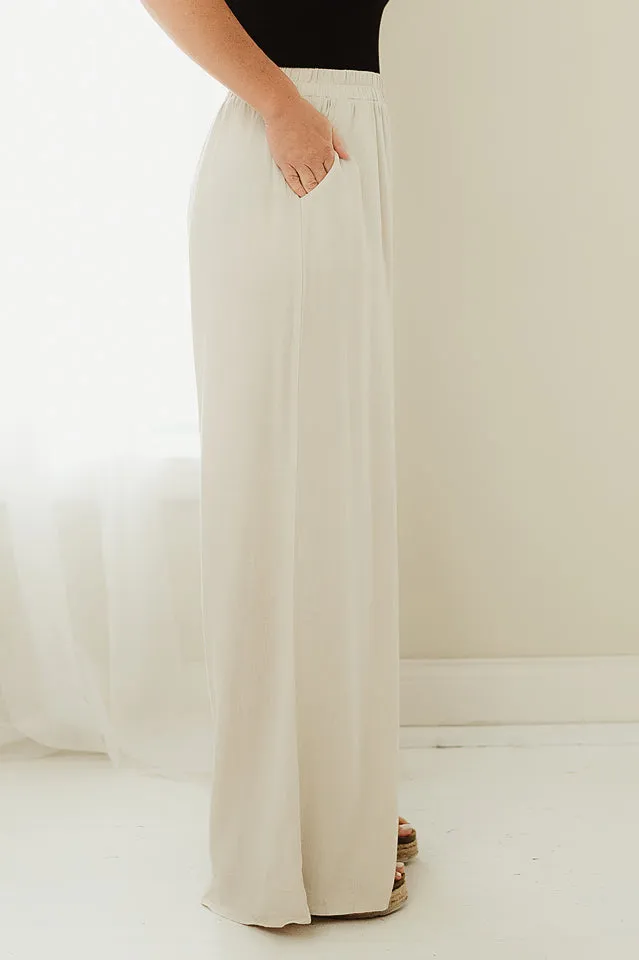 Linen Blend Wide Leg Pants