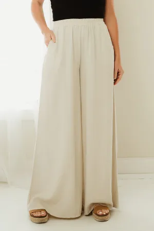 Linen Blend Wide Leg Pants