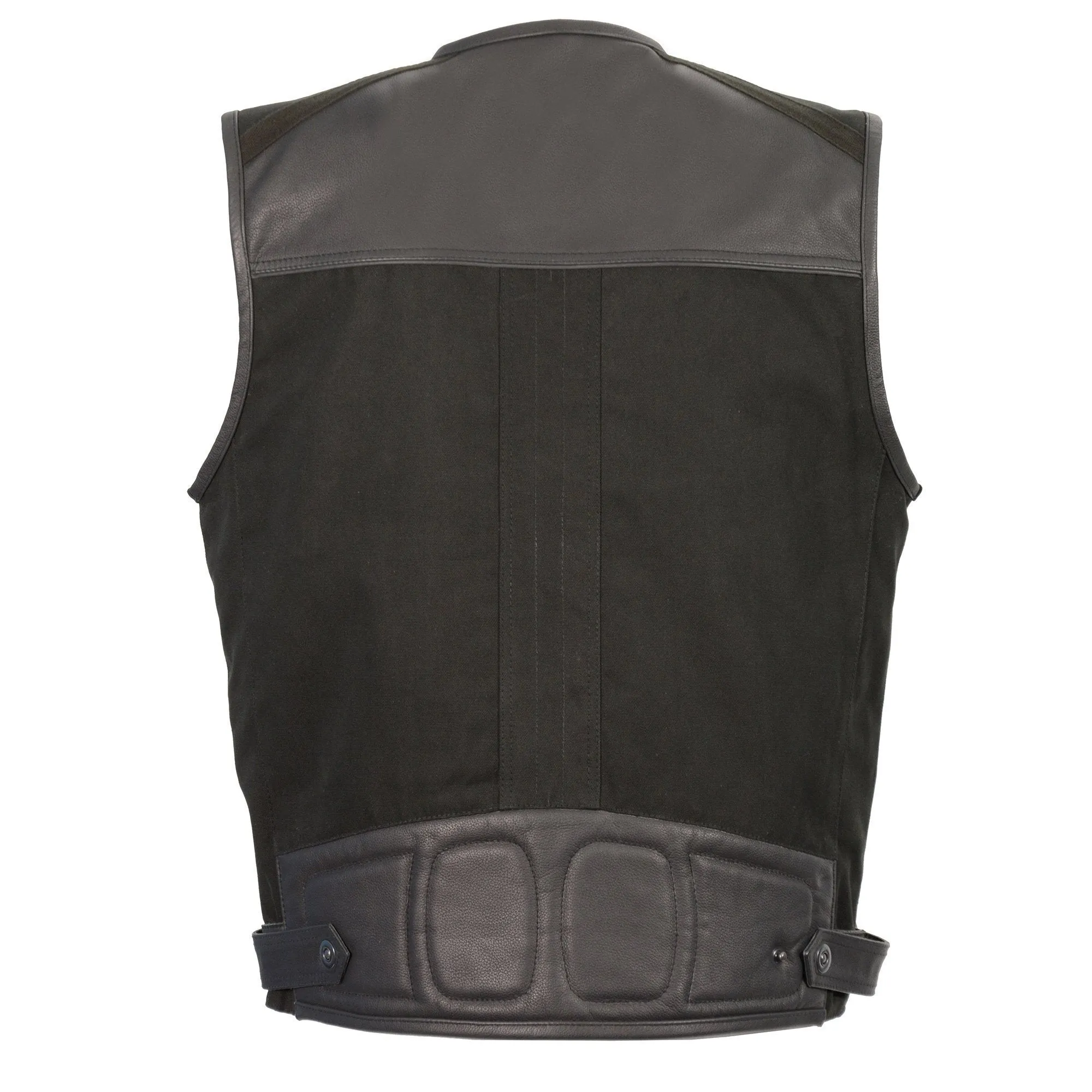 Milwaukee Performance Textile-MPM3310 Men's Black Leather & Canvas Zipper Front Super Utility Multi Pocket Vest