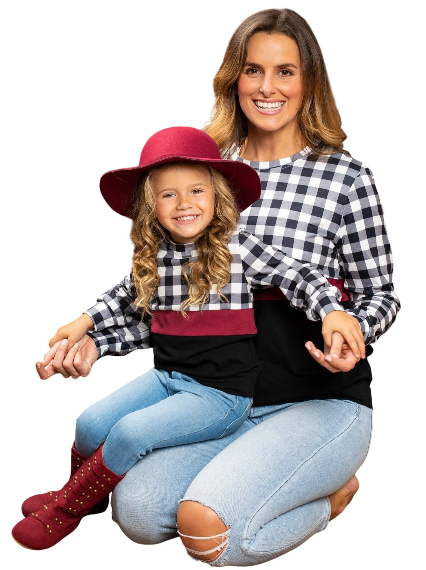 Mommy And Me Stand Out Plaid Colorblock Top