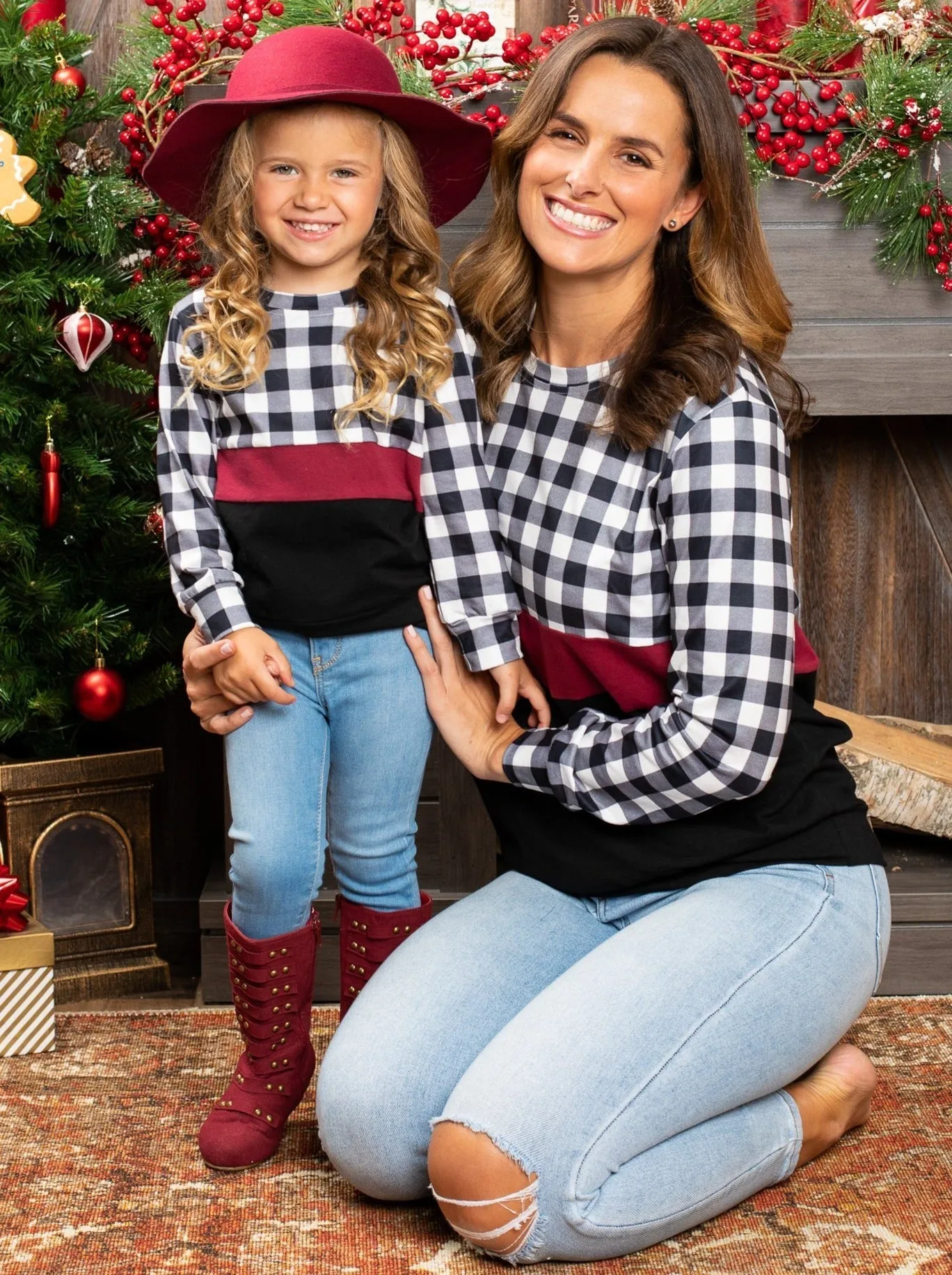 Mommy And Me Stand Out Plaid Colorblock Top