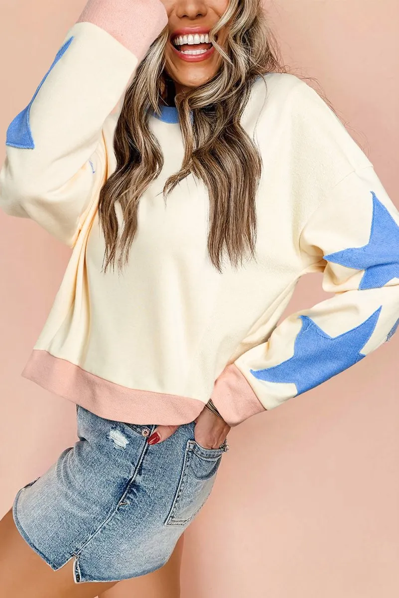 Oversized Blue Stars Sweatshirt