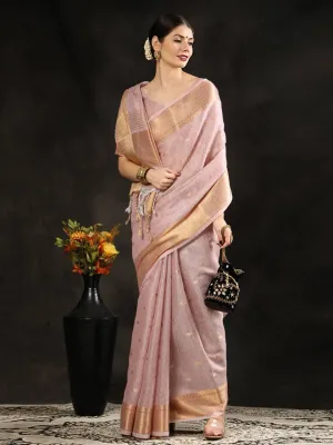 Pastel Purple Maheshwari Silk  Saree