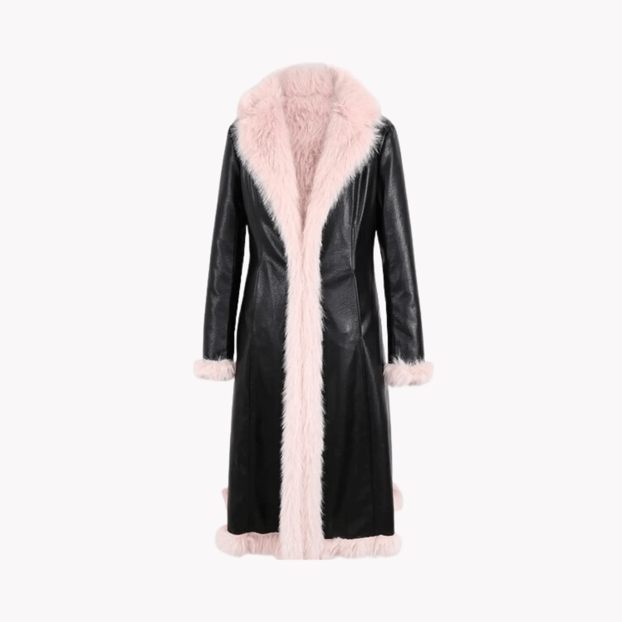 Pre Order:  Black Pink Faux Fur Winter Coat