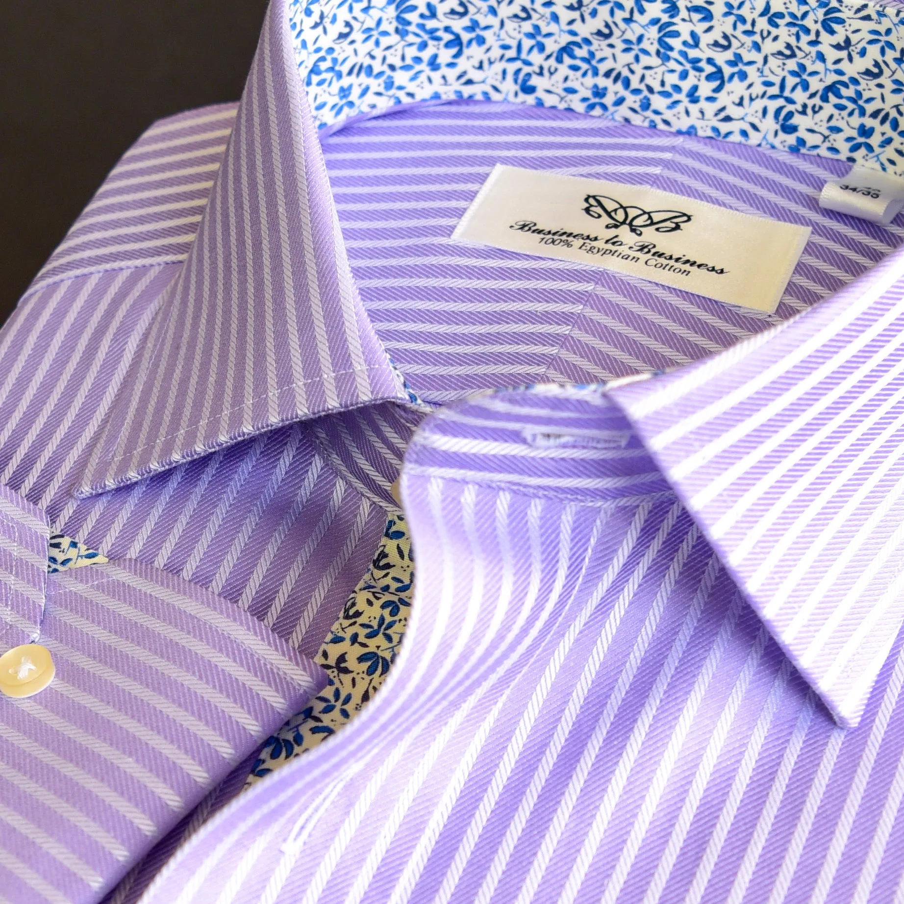 Purple Herringbone Twill Herringbone Formal Business Dress Shirt Striped Luxury Fashion