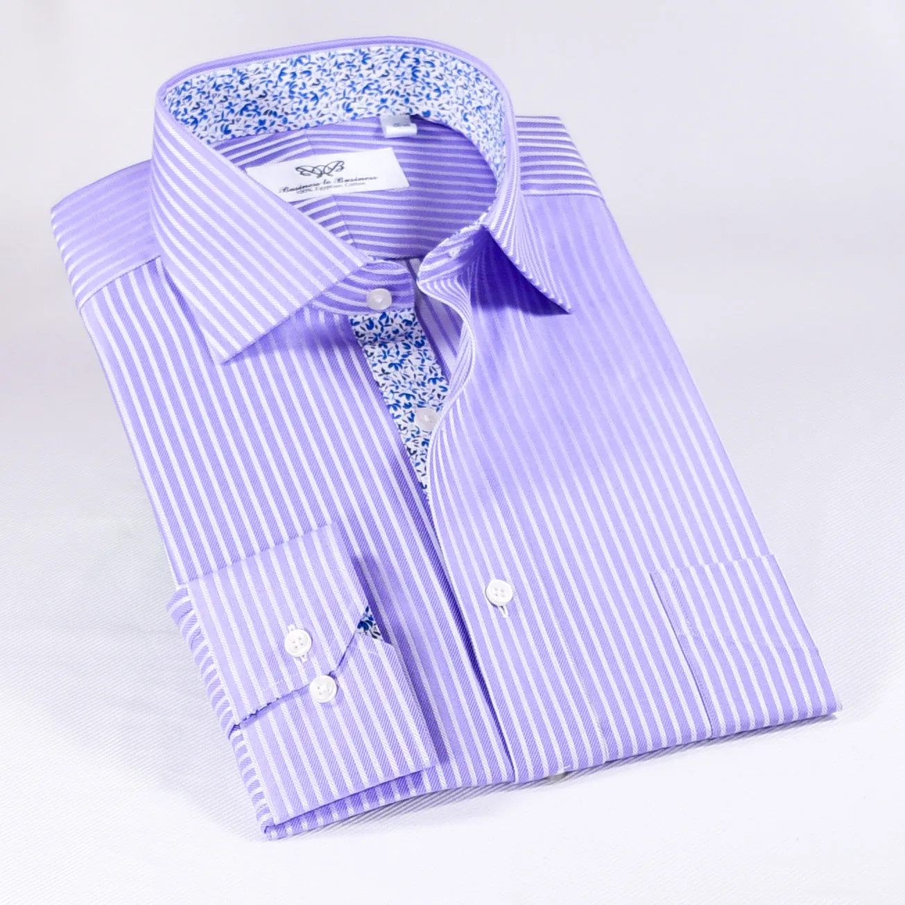 Purple Herringbone Twill Herringbone Formal Business Dress Shirt Striped Luxury Fashion