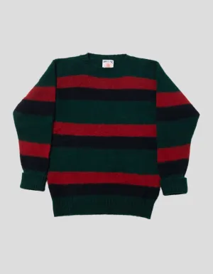 SHAGGY DOG STRIPE SWEATER GREEN/RED/NAVY - CLASSIC FIT