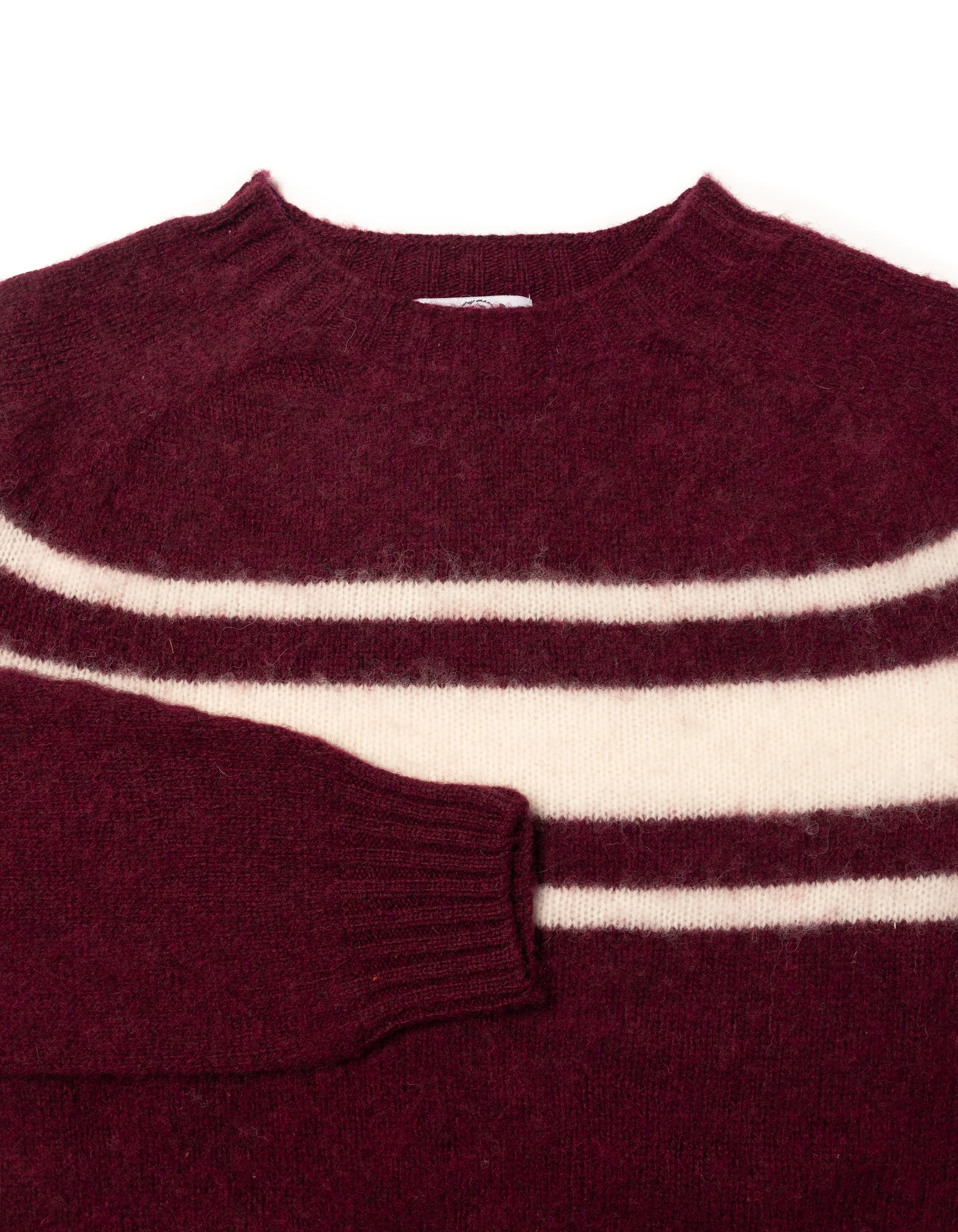 SHAGGY DOG SWEATER BURGUNDY CHEST STRIPE - TRIM FIT