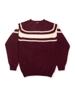 SHAGGY DOG SWEATER BURGUNDY CHEST STRIPE - TRIM FIT