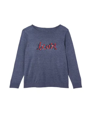 Shannon Sequin Graphic Lightweight Sweater | Navy / Red